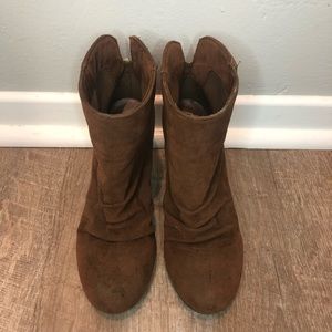 Brown suede booties